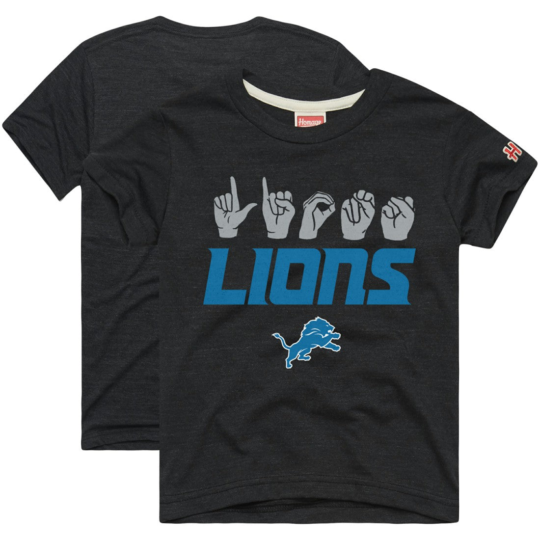 Detroit Lions Homage Youth Love Sign x ASL 2.0 Tri-Blend T-Shirt Charcoal | NFL