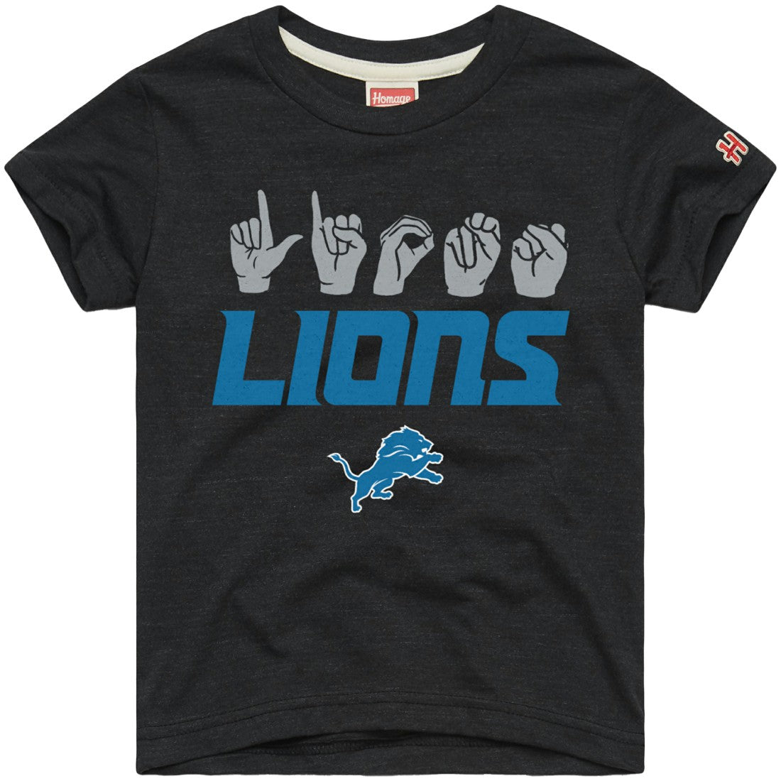 Detroit Lions Homage Youth Love Sign x ASL 2.0 Tri-Blend T-Shirt Charcoal | NFL