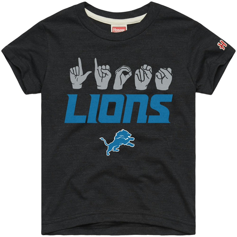Detroit Lions Homage Youth Love Sign x ASL 2.0 Tri-Blend T-Shirt Charcoal | NFL