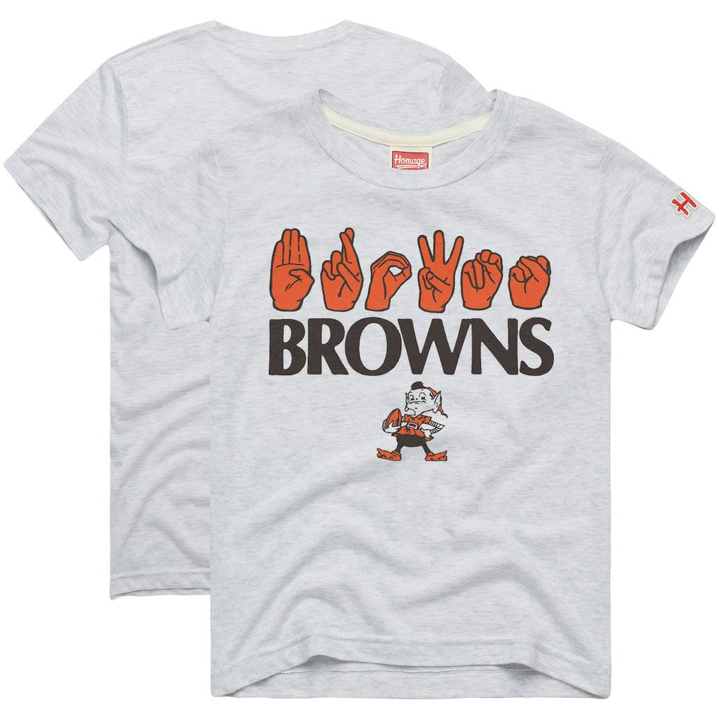 Cleveland Browns Homage Youth Love Sign x ASL 2.0 Tri-Blend T-Shirt Ash | NFL