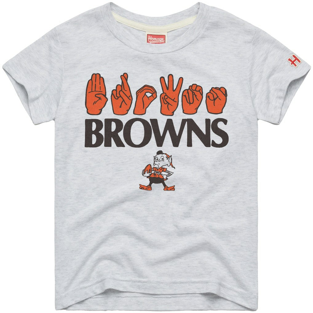 Cleveland Browns Homage Youth Love Sign x ASL 2.0 Tri-Blend T-Shirt Ash | NFL