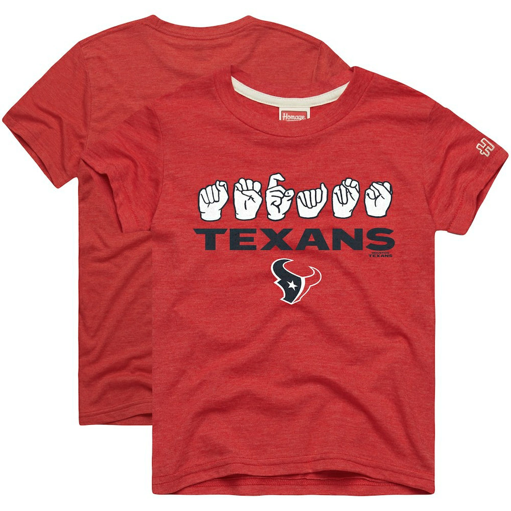 Houston Texans Homage Youth Love Sign x ASL 2.0 Tri-Blend T-Shirt Red | NFL