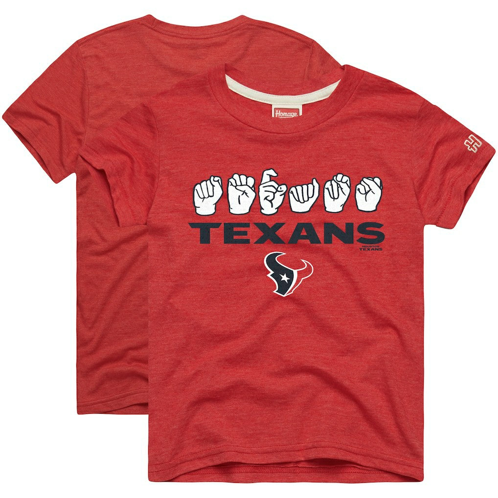 Houston Texans Homage Youth Love Sign x ASL 2.0 Tri-Blend T-Shirt Red | NFL
