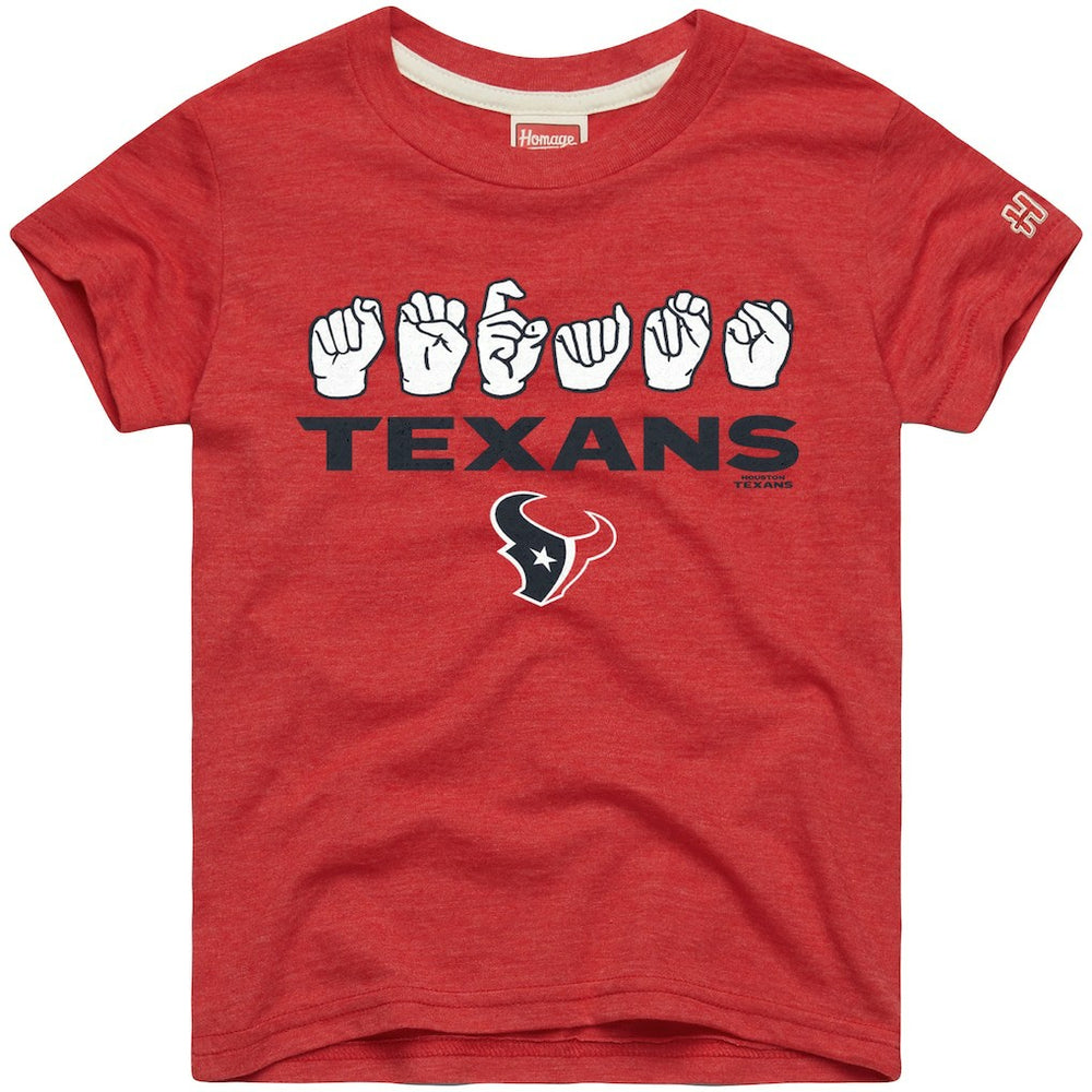 Houston Texans Homage Youth Love Sign x ASL 2.0 Tri-Blend T-Shirt Red | NFL