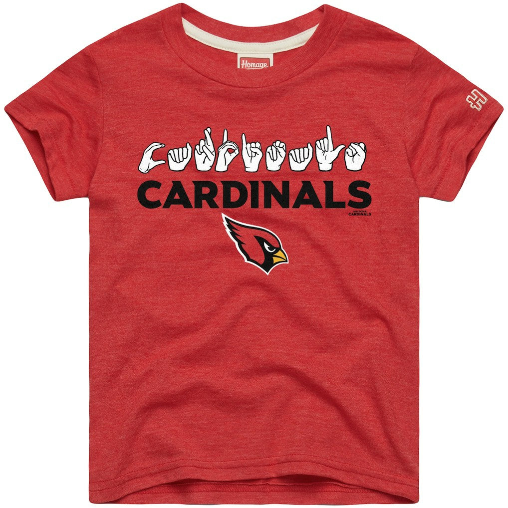 Arizona Cardinals Homage Youth Love Sign x ASL 2.0 Tri-Blend T-Shirt Cardinal | NFL