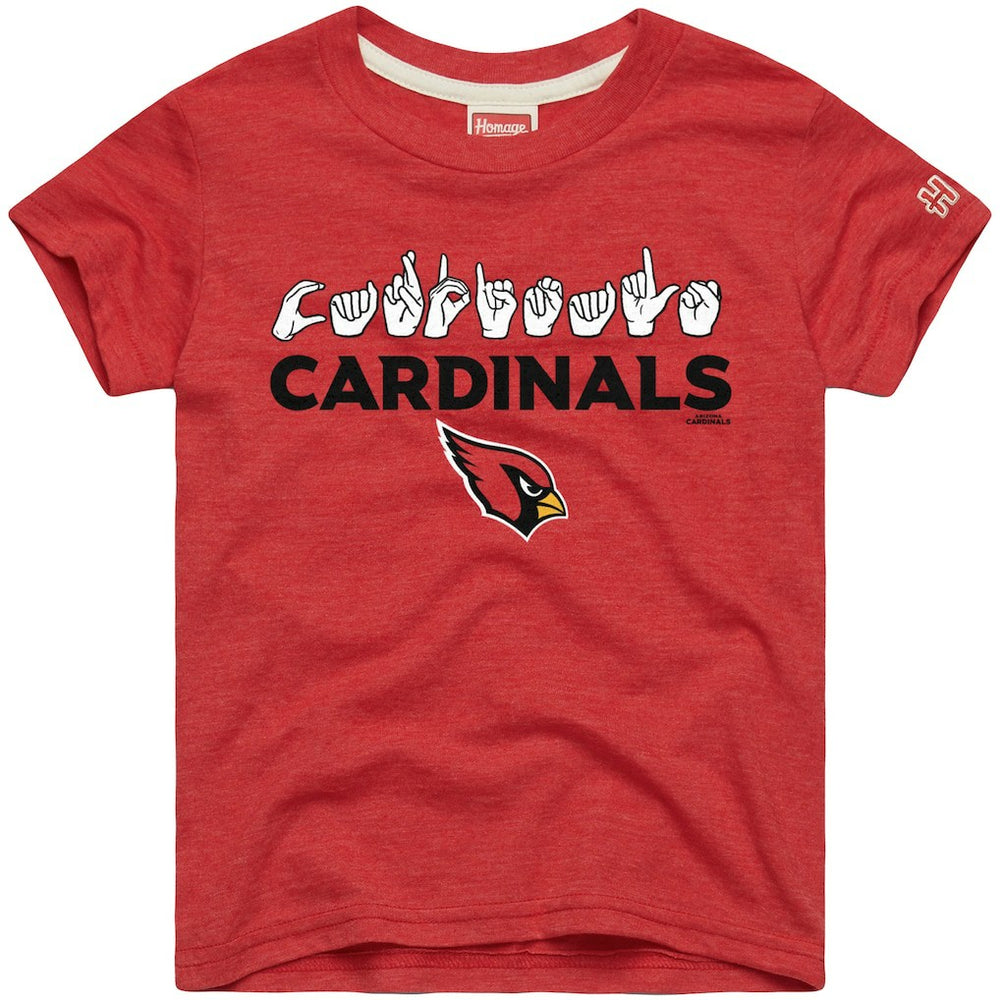 Arizona Cardinals Homage Youth Love Sign x ASL 2.0 Tri-Blend T-Shirt Cardinal | NFL