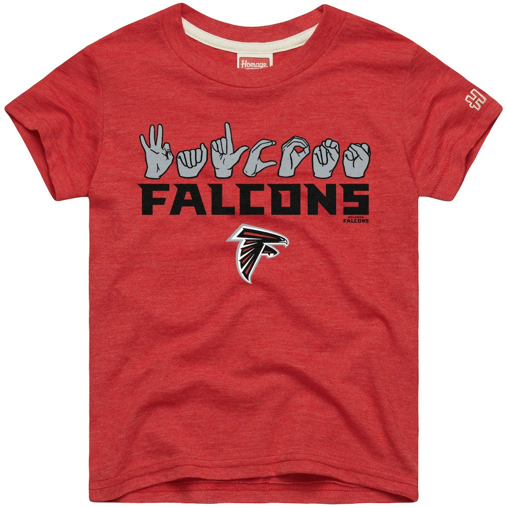 Atlanta Falcons Homage Youth Love Sign x ASL 2.0 Tri-Blend T-Shirt Red | NFL
