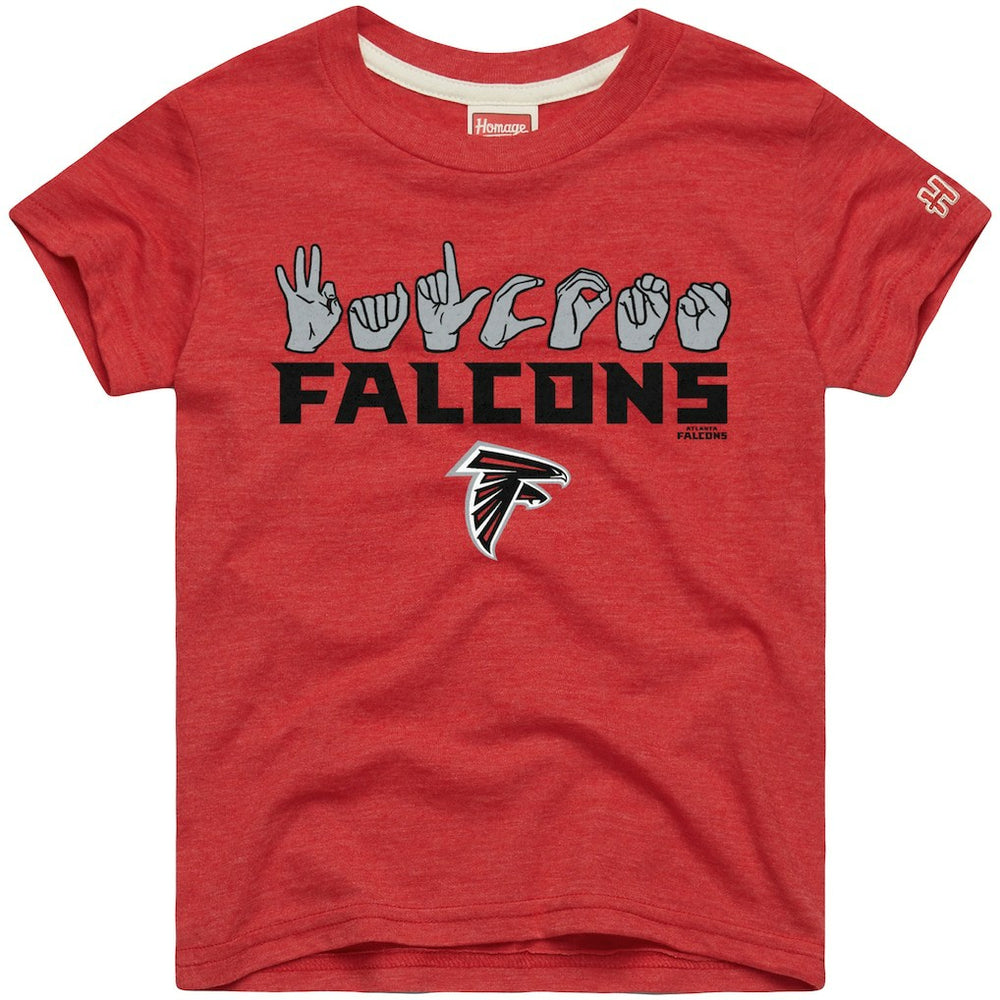 Atlanta Falcons Homage Youth Love Sign x ASL 2.0 Tri-Blend T-Shirt Red | NFL
