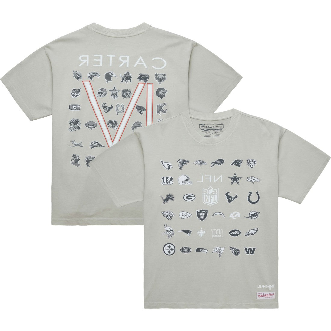 x NFL x Lil Wayne Carter VI T-Shirt Gray | Mitchell & Ness