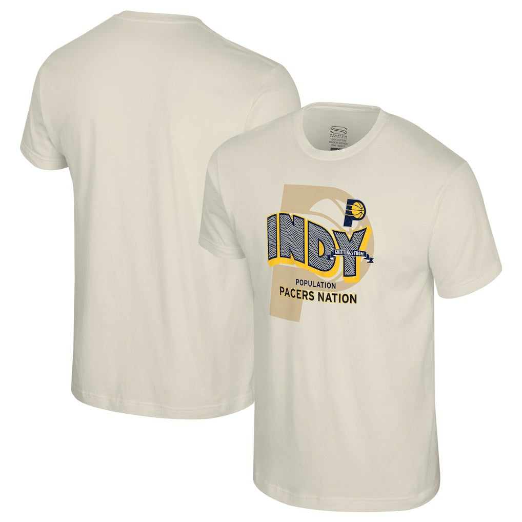 Indiana Pacers Stadium Essentials Unisex Greetings From T-Shirt Natural - NBA