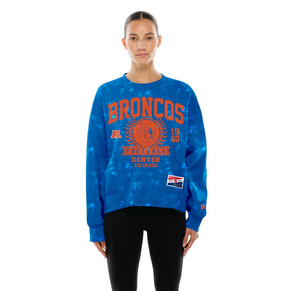 Denver Broncos New Era Women's Throwback Oversized Boxy Sweatshirt Royal | NFL