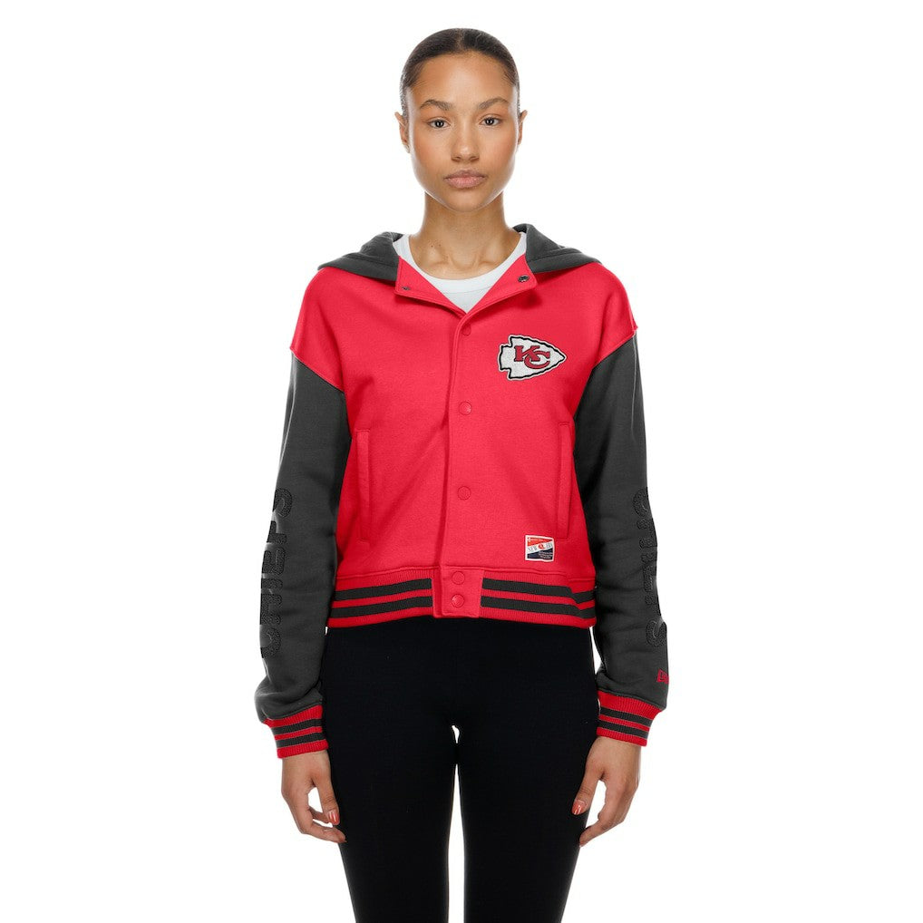 Kansas City Chiefs New Era Women's Throwback Full-Snap Hooded Jacket Red | NFL