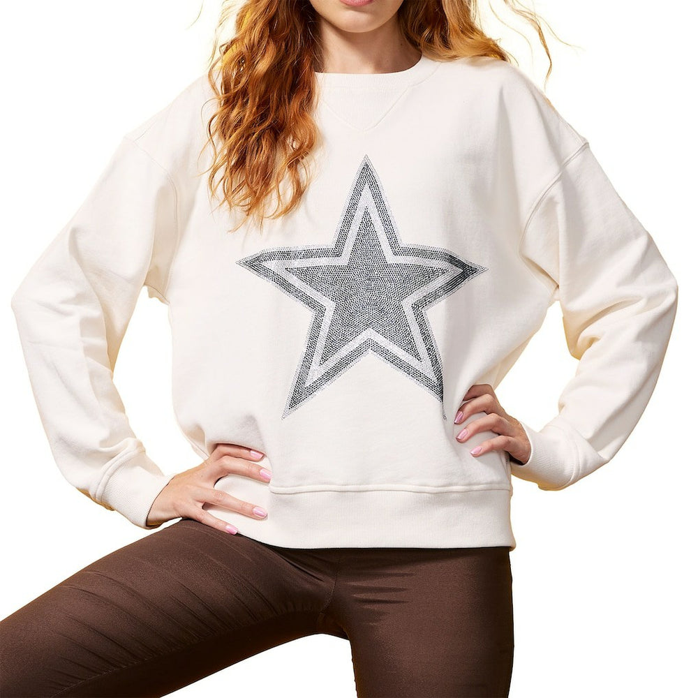 Dallas Cowboys Terez Women's Gems Fleece Crewneck Sweatshirt White | NFL