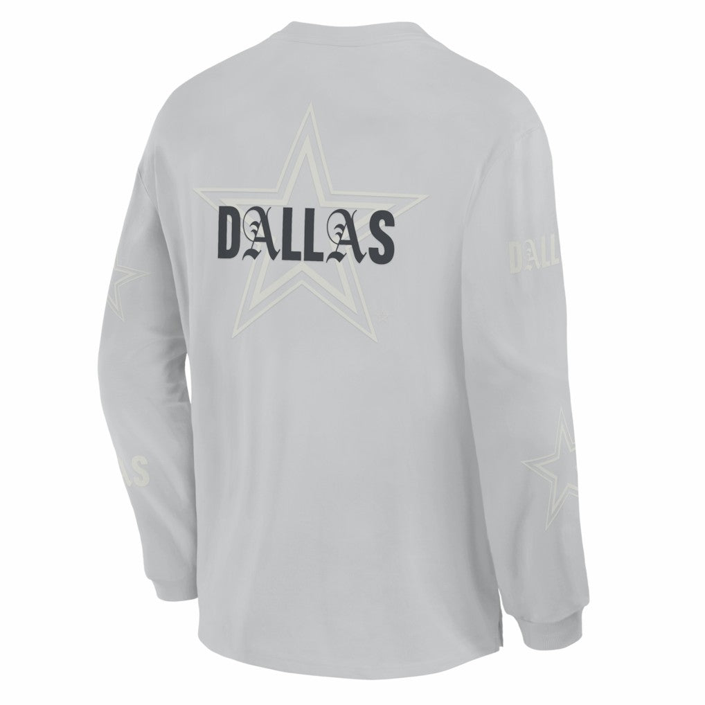 Dallas Cowboys Oversized Type Play Long Sleeve T-Shirt Gray | Fanatics