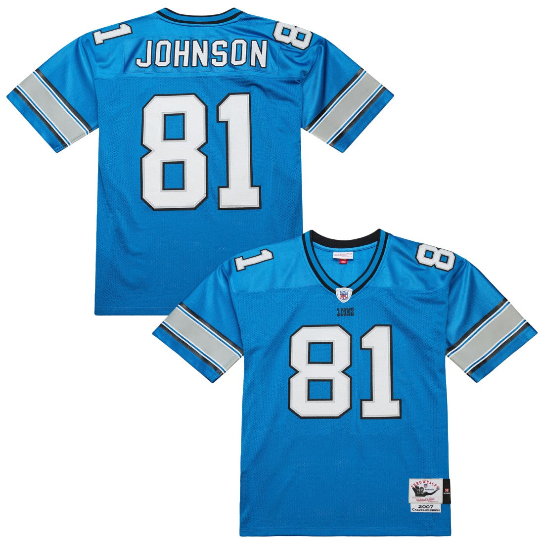 Calvin Johnson Detroit Lions 2007 Authentic Throwback Retired Player Jersey Blue | Mitchell & Ness