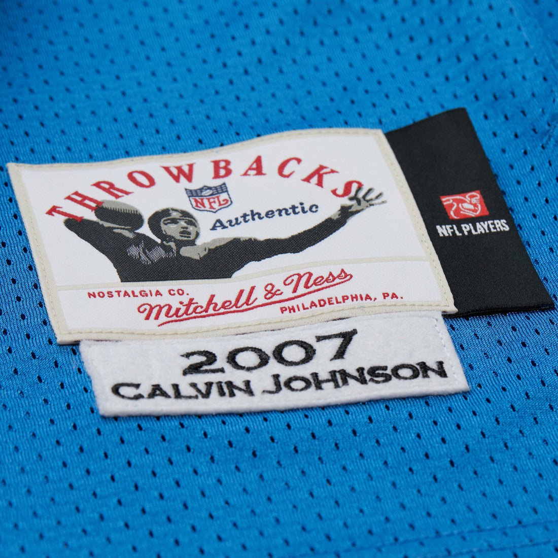 Calvin Johnson Detroit Lions 2007 Authentic Throwback Retired Player Jersey Blue | Mitchell & Ness