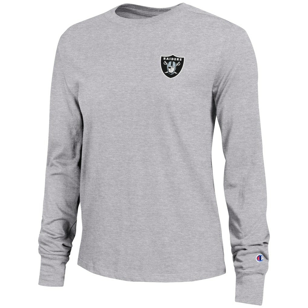 Las Vegas Raiders Champion Women's Core Long-Sleeve T-Shirt Heather Gray | NFL