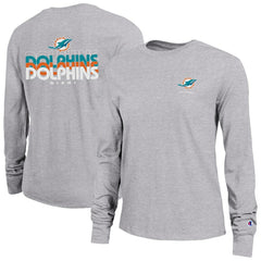 Miami Dolphins Champion Women's Core Long-Sleeve T-Shirt Heather Gray | NFL