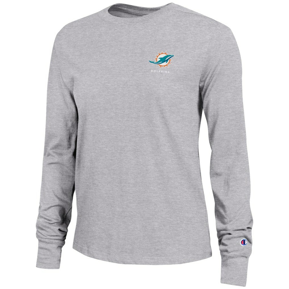 Miami Dolphins Champion Women's Core Long-Sleeve T-Shirt Heather Gray | NFL