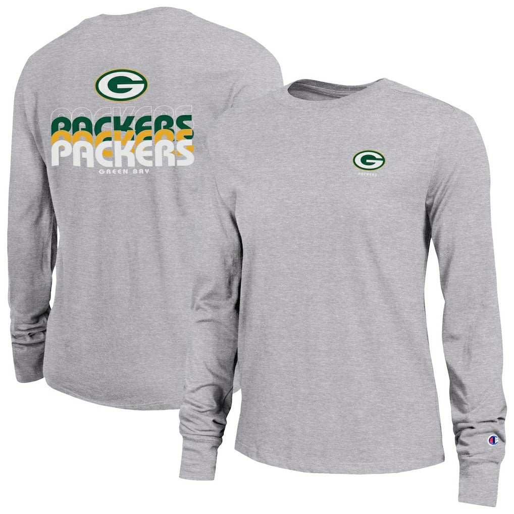 Green Bay Packers Champion Women's Core Long-Sleeve T-Shirt Heather Gray | NFL
