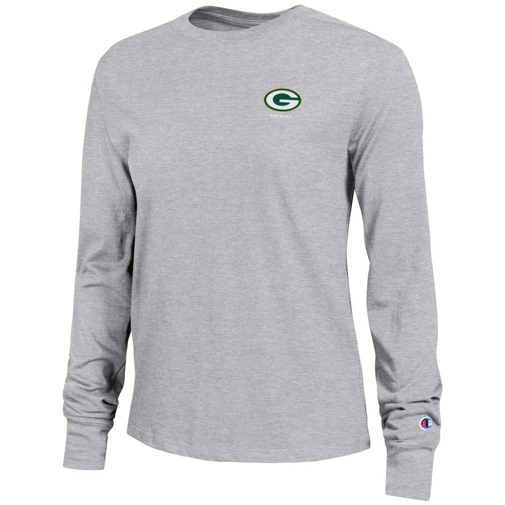 Green Bay Packers Champion Women's Core Long-Sleeve T-Shirt Heather Gray | NFL