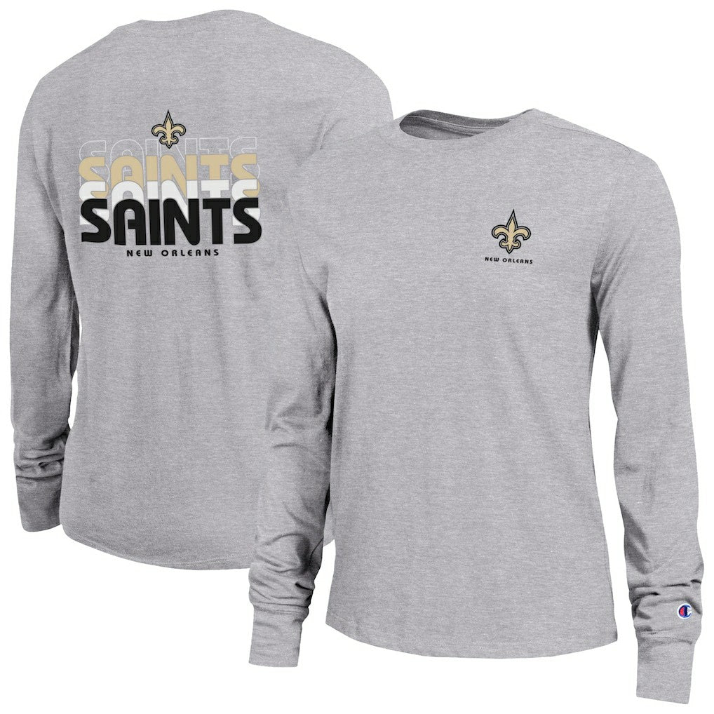 New Orleans Saints Champion Women's Core Long-Sleeve T-Shirt Heather Gray | NFL