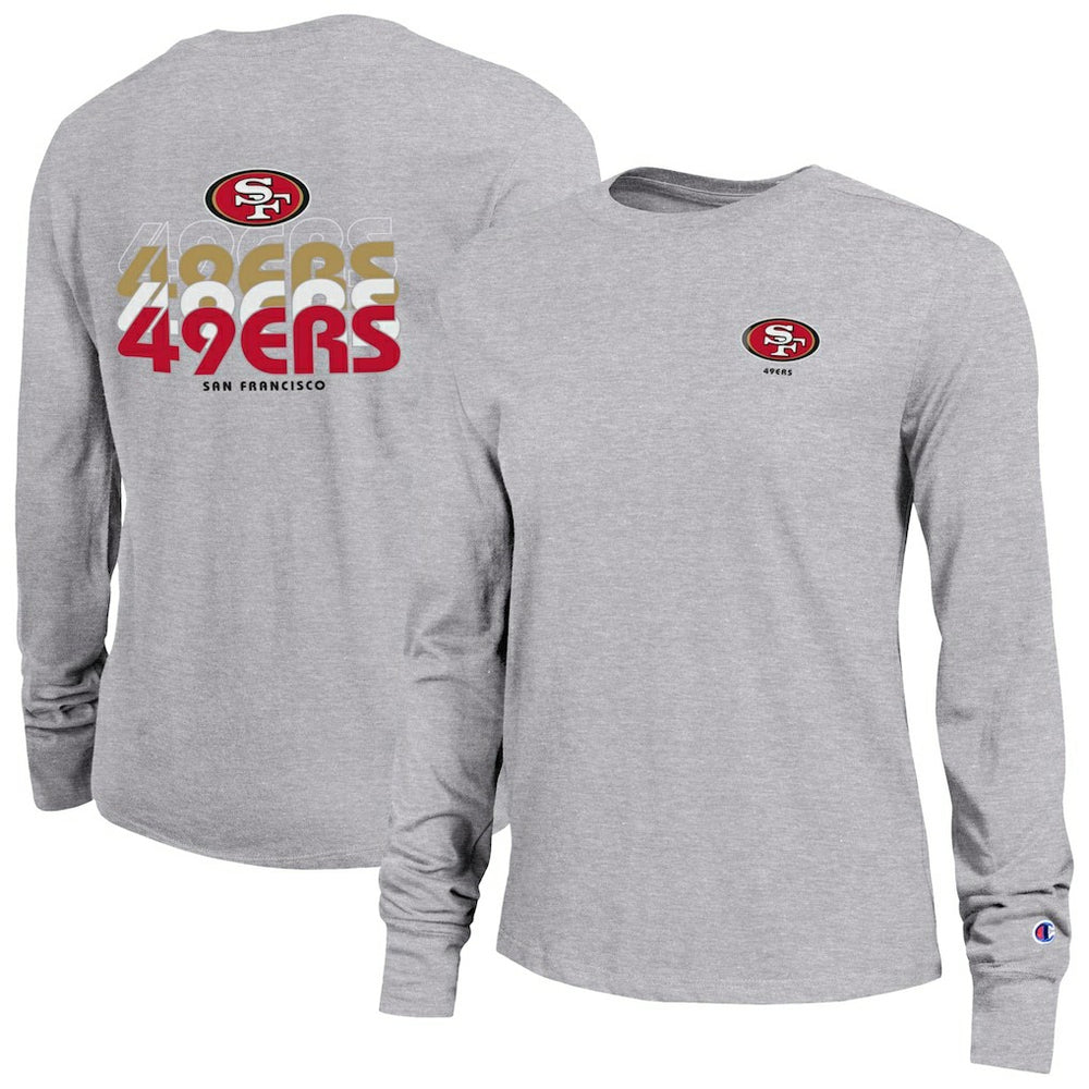 San Francisco 49ers Champion Women's Core Long-Sleeve T-Shirt Heather Gray | NFL