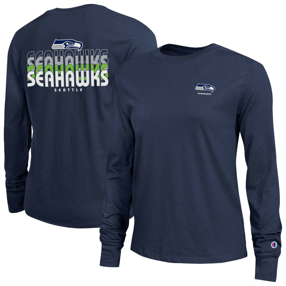 Seattle Seahawks Champion Women's Core Long-Sleeve T-Shirt College Navy | NFL