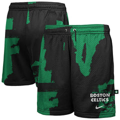 Boston Celtics Youth Courtside Pro Shot Dri-FIT Mesh Practice Shorts Black/Kelly Green - NBA