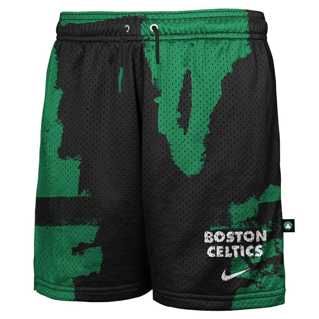 Boston Celtics Youth Courtside Pro Shot Dri-FIT Mesh Practice Shorts Black/Kelly Green - NBA