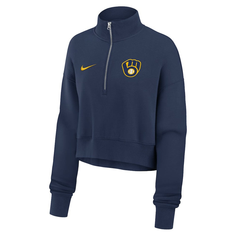 Milwaukee Brewers Nike Women's Primetime Phoenix Fleece Half-Zip Sweatshirt - MLB