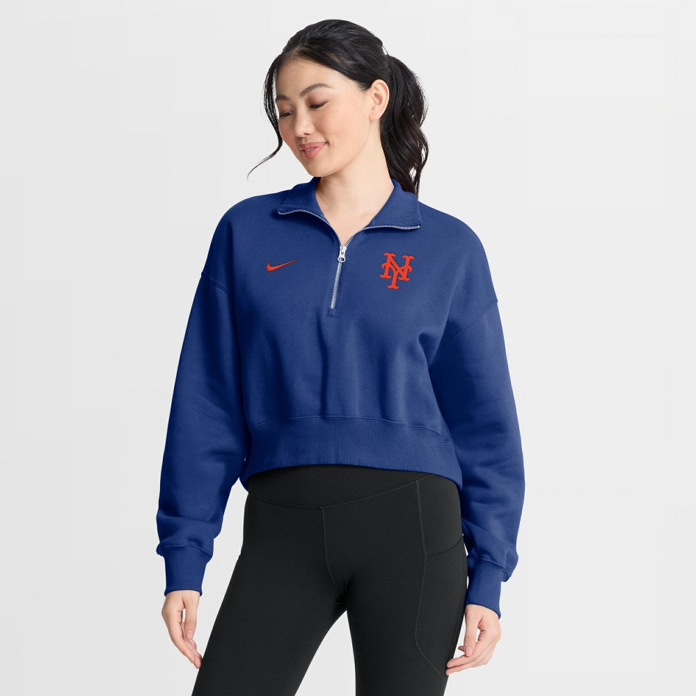 New York Mets Nike Women's Primetime Phoenix Fleece Half-Zip Sweatshirt - MLB