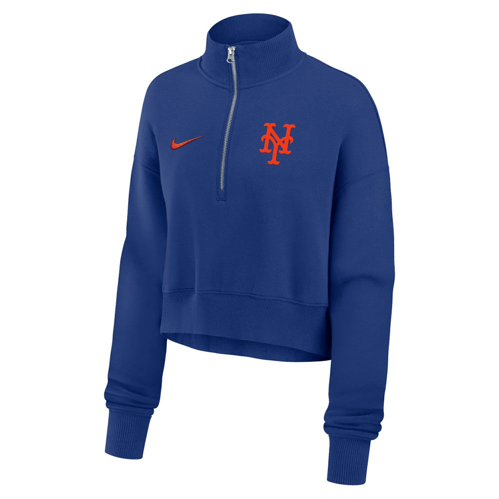 New York Mets Nike Women's Primetime Phoenix Fleece Half-Zip Sweatshirt - MLB