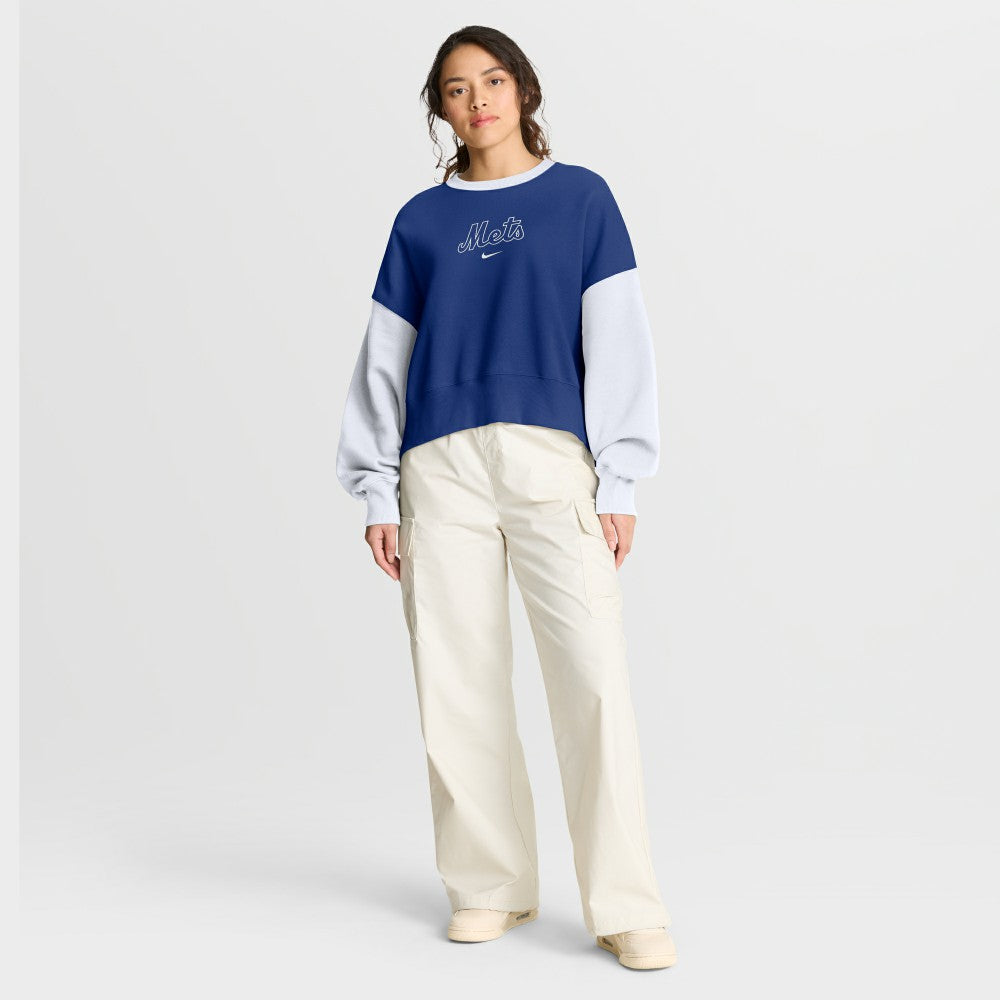 New York Mets Nike Women's Oversized High Hip Fleece Sweatshirt - MLB