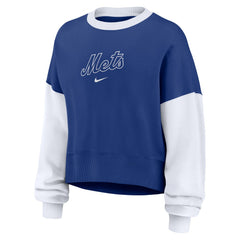New York Mets Nike Women's Oversized High Hip Fleece Sweatshirt - MLB