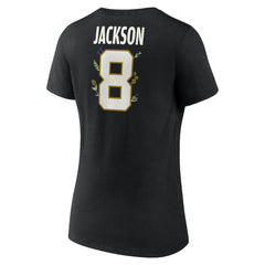 Lamar Jackson Baltimore Ravens Women's Floral Name & Number V-Neck T-Shirt Black | NFL