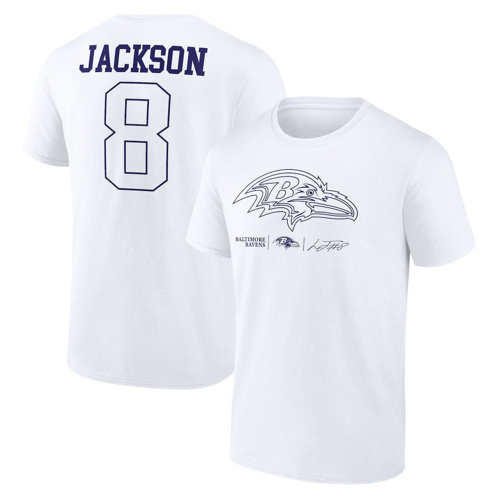 Lamar Jackson Baltimore Ravens Tonal Name & Number T-Shirt White | NFL