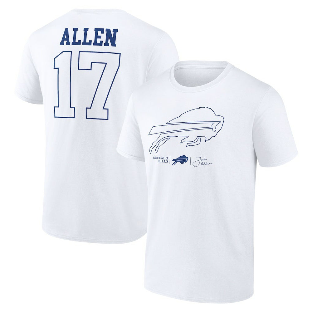 Josh Allen Buffalo Bills Tonal Name & Number T-Shirt White | NFL