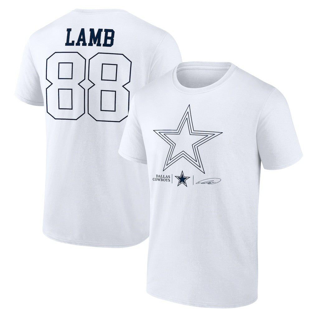 CeeDee Lamb Dallas Cowboys Tonal Name & Number T-Shirt White | NFL