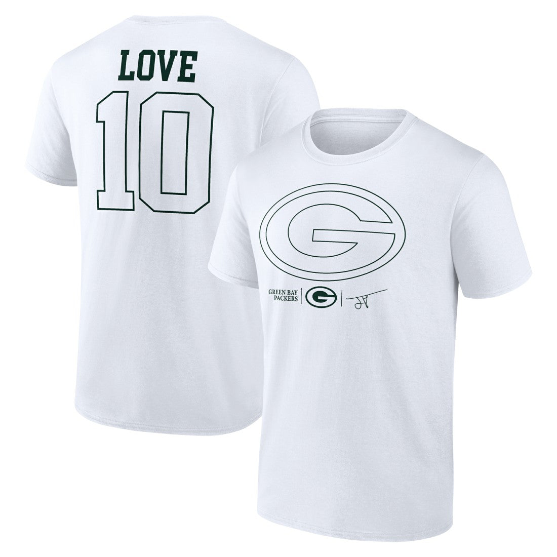 Jordan Love Green Bay Packers Tonal Name & Number T-Shirt White | NFL