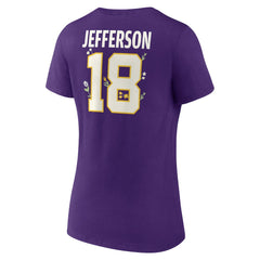 Justin Jefferson Minnesota Vikings Women's Floral Name & Number V-Neck T-Shirt Purple | NFL