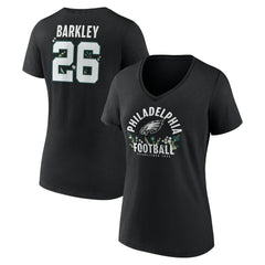 Saquon Barkley Philadelphia Eagles Women's Floral Name & Number V-Neck T-Shirt Black | NFL