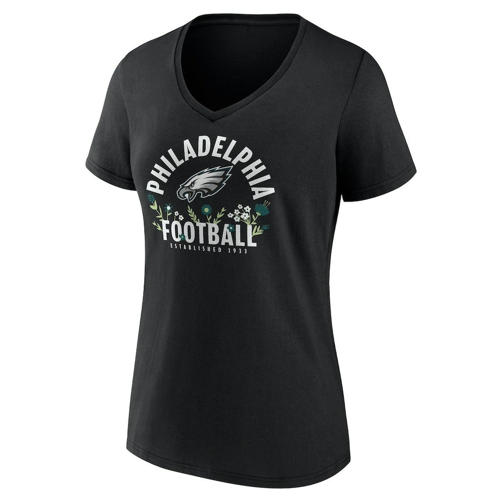 Saquon Barkley Philadelphia Eagles Women's Floral Name & Number V-Neck T-Shirt Black | NFL