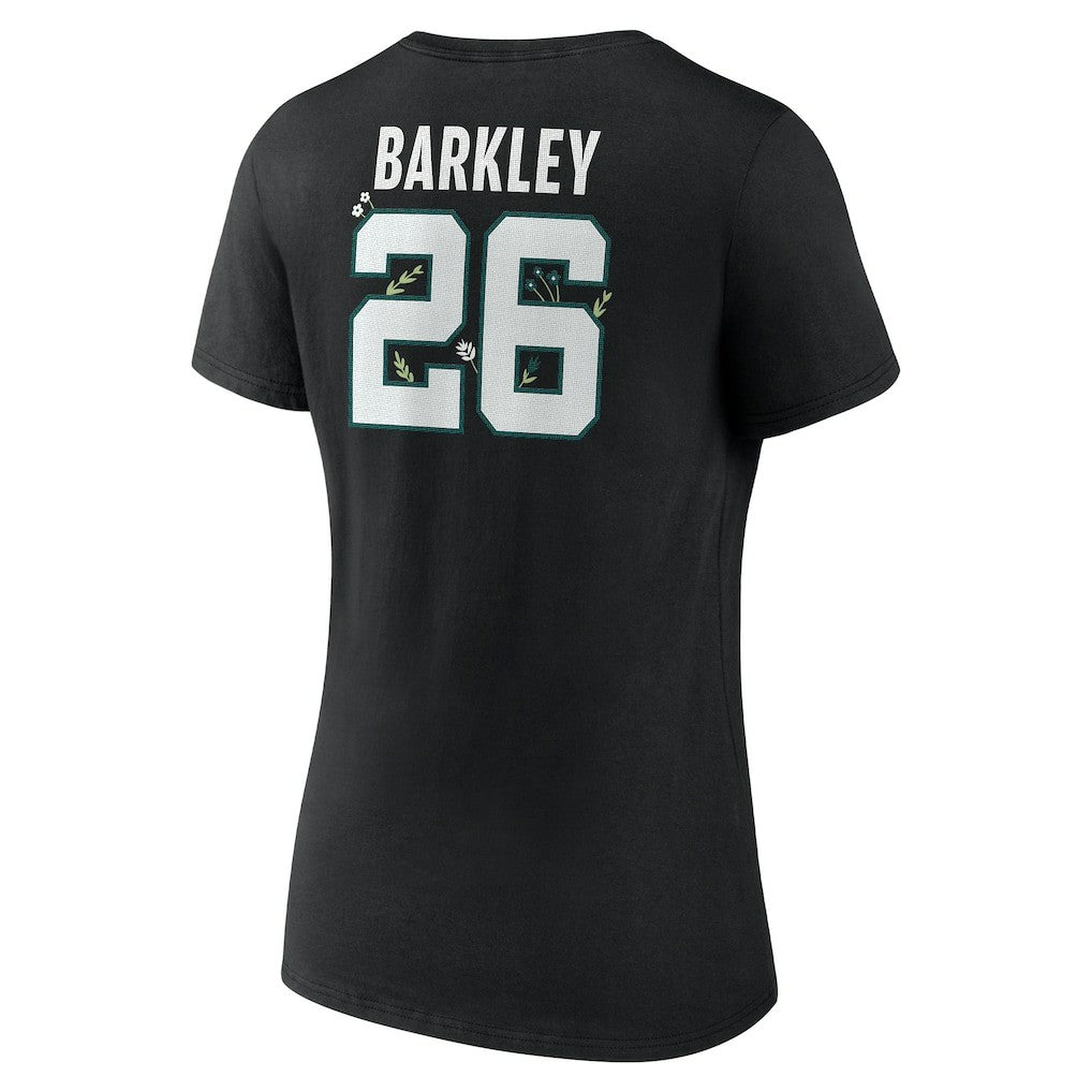 Saquon Barkley Philadelphia Eagles Women's Floral Name & Number V-Neck T-Shirt Black | NFL