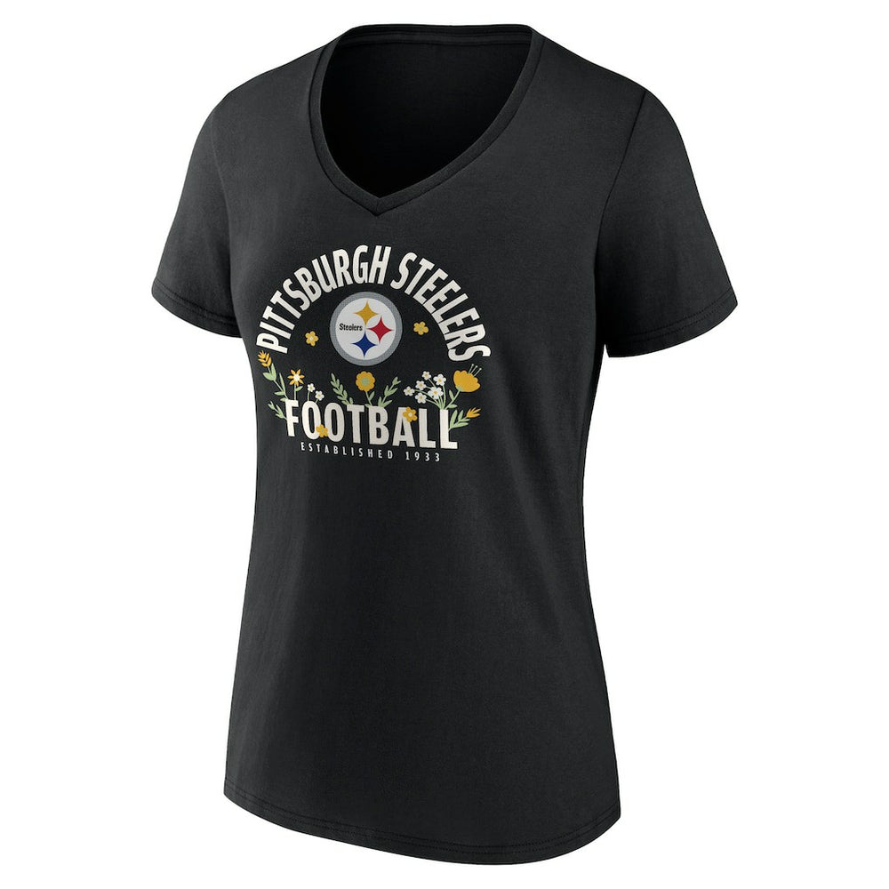 T.J. Watt Pittsburgh Steelers Women's Floral Name & Number V-Neck T-Shirt Black | NFL