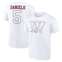 Jayden Daniels Washington Commanders Tonal Name & Number T-Shirt White | NFL