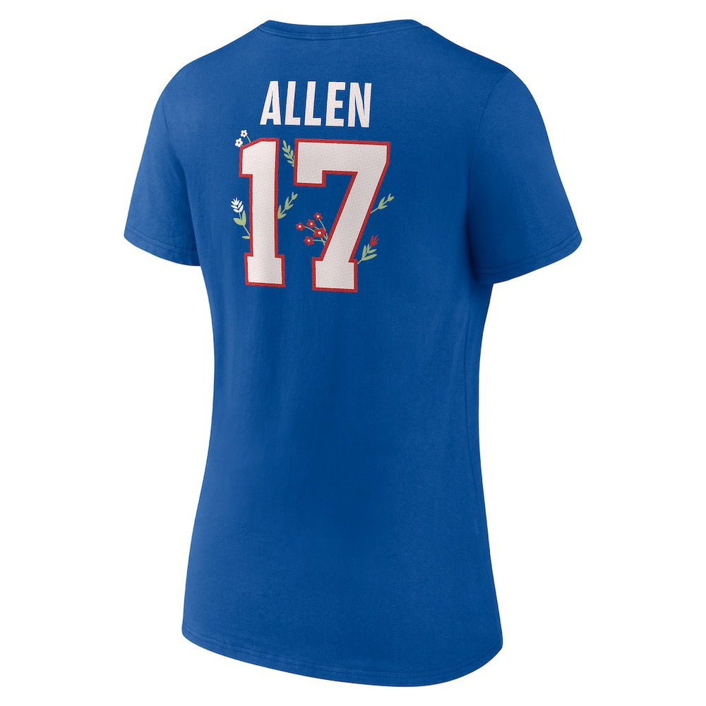 Josh Allen Buffalo Bills Women's Floral Name & Number V-Neck T-Shirt Royal | NFL