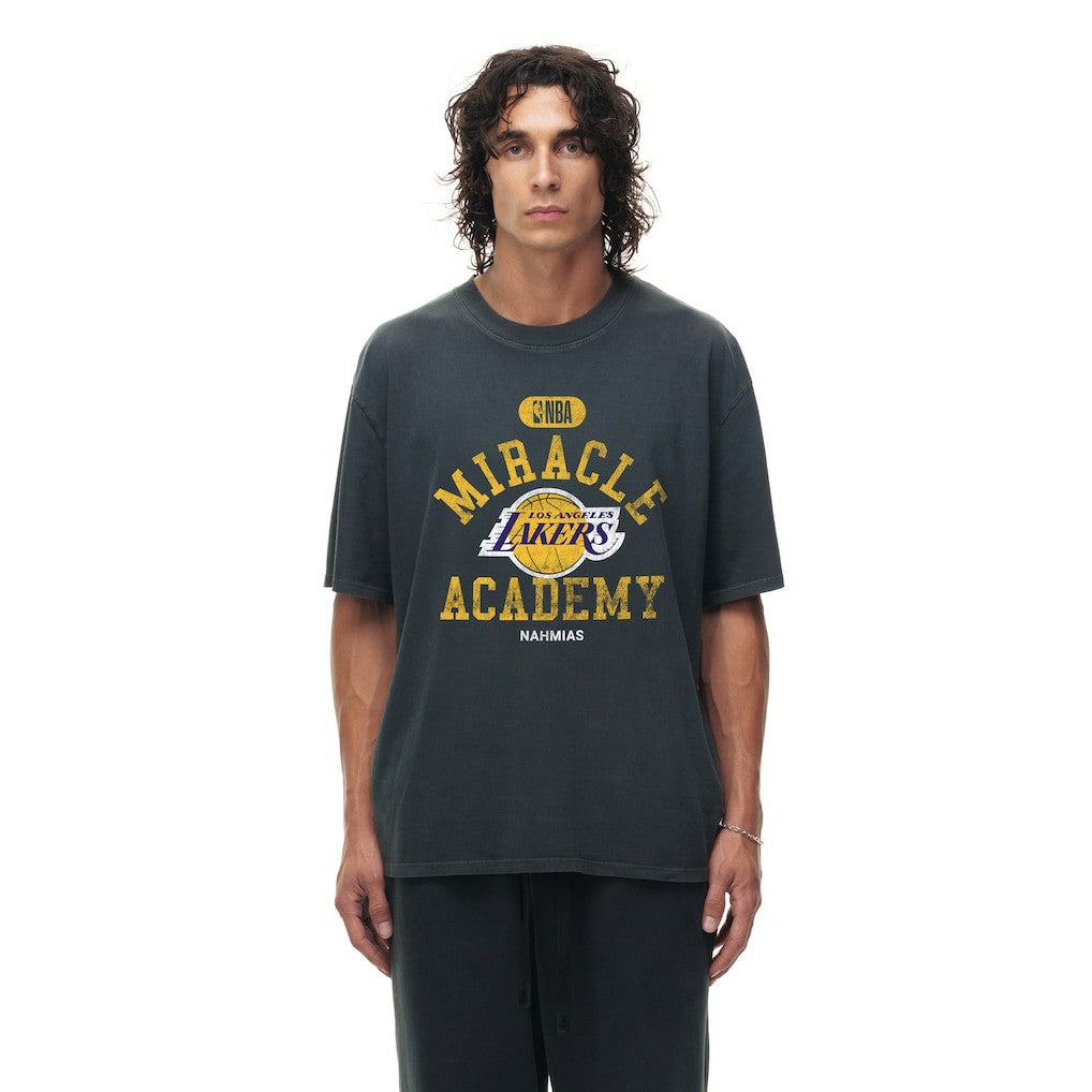 Los Angeles Lakers Unisex Miracle Academy x NBA Collection Vintage Boxy T-shirt Heather Black - NBA