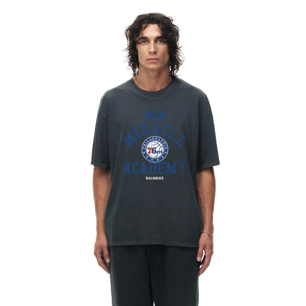 Philadelphia 76ers Unisex Miracle Academy x NBA Collection Vintage Boxy T-shirt Heather Black - NBA