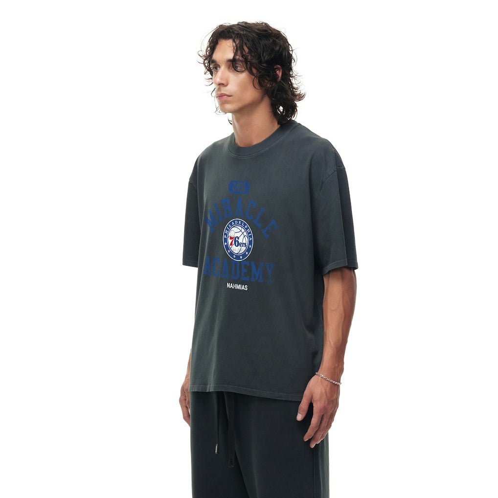 Philadelphia 76ers Unisex Miracle Academy x NBA Collection Vintage Boxy T-shirt Heather Black - NBA